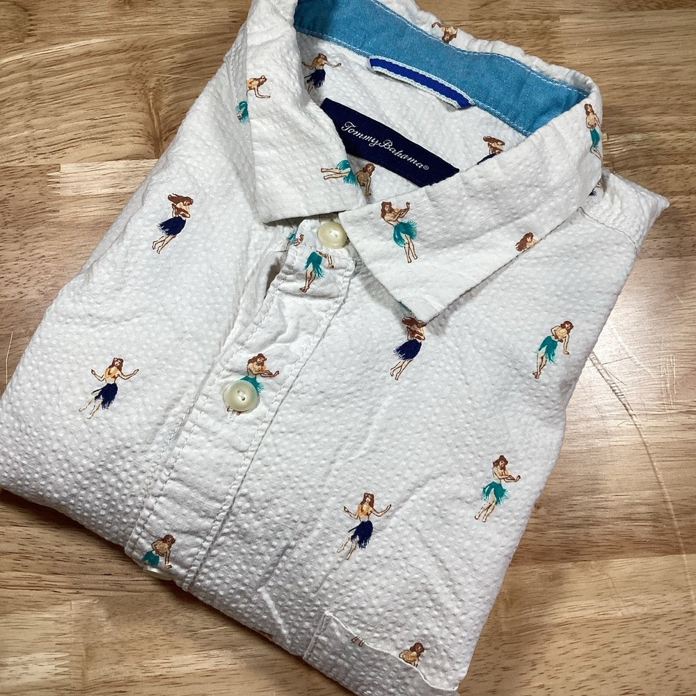 Tomny Bahama Mens Short Sleeve‎ Hawaiian Hula Girl Print XL